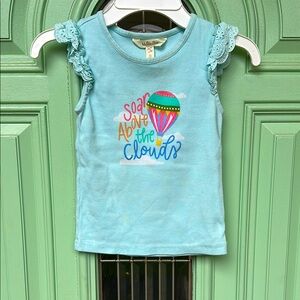 Matilda Jane Girls size 4 Blue Top with Hot Air Balloon Design